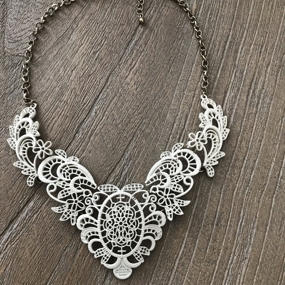 Floral Metal Enamel Statement Necklace Cottagecore